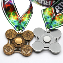 Lembrança de logotipo personalizado de liga de zinco e medalha de brinquedo Fidget Rotary